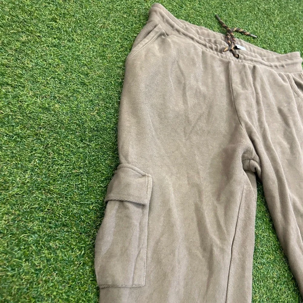 Zara Man Cargo Joggers Olive Taupe Textured Drawstring Pants XL